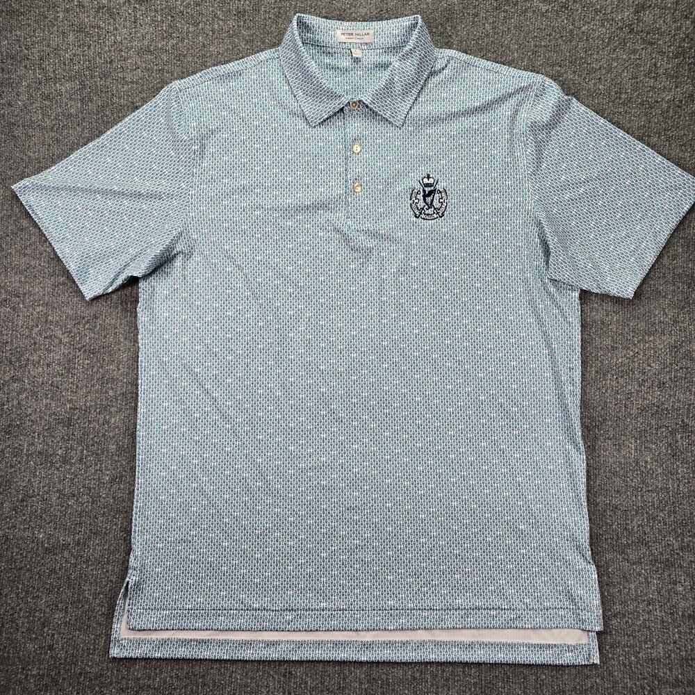 Peter Millar Summer Comfort Polo Shirt Men L Martini Cocktail Royal Country Down